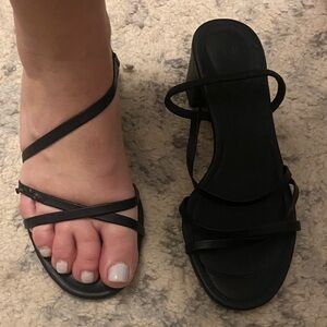H&M Black Strappy Wedge Sandals